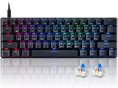 Mechanical 60% Keyboard Gaming RGB Wired Keyboard CHONCHOW BS-8101 Ultra-Compact 61 Blue Switches Compatible with Windows 7/8/10 iMac Xbox one X Ps4(Black,Blue Switch)