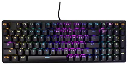 Mechanical Gaming Keyboard Compact 98 Key Mechanical Computer Keyboard -USB Connection Multi-Color Rainbow programmable RGB with Blue Switches,for Windows PC Gamers