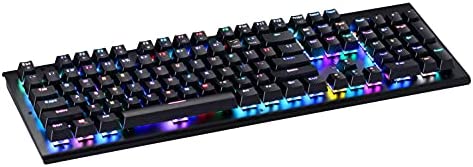 Mechanical Gaming Keyboard Wired RGB Backlight Aluminum Base 104 Anti-Ghost Keys Blue Switches Multimedia Macros for Mac & Windows – Full Size by Trendy Wag