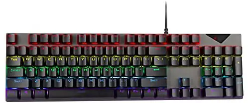 Mechanical Gaming Keyboard,Wired104 Keys USB RGB Blue Switches Rainbow Backlit Mechanical Gaming Keyboard,Ergonomic Design Splash Proof ABS Floating Keyboard for Windows PC/MAC Gameing.