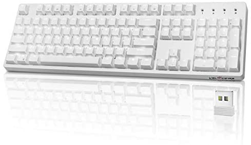 Mechanical Keyboard Brown Switches, Velocifire VM02WS Wireless Full Size Keyboard with Brown Switches White Backlit & High Battery Lasting for Copywriters, Typists, Programmer(White)