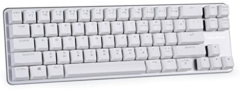 Mechanical Keyboard Wired Keyboard Blue Switch 68-Keys Mini Design (60%) Gaming Keyboard White Silver by Magicforce Qisan