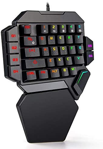 Mechanical One-Handed Gaming Keyboard Portable RGB Backlit Mini USB Wired Computer Keyboard