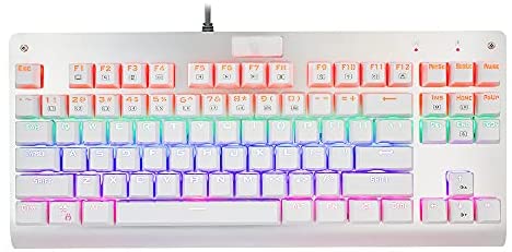 MechanicalEagle Z-77 87-Key Mechanical Keyboard with OUTEMU Blue Switches N-Key Rollover TKL(Tenkeyless) Keyboard for Typing and Gaming-White