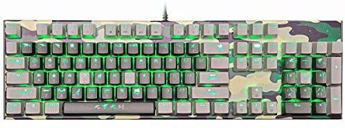 Merdia Mechanical Gaming Keyboard Wired Backlit OUTEM Black Switch Keyboard Full Size 104 Keys US Layout-Camouflage