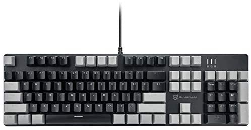 Merdia Mechanical Keyboard Gaming Keyboard with Black Switch Wired White Backlit Keyboard Full Size 104 Keys US Layout (Black & Grey)