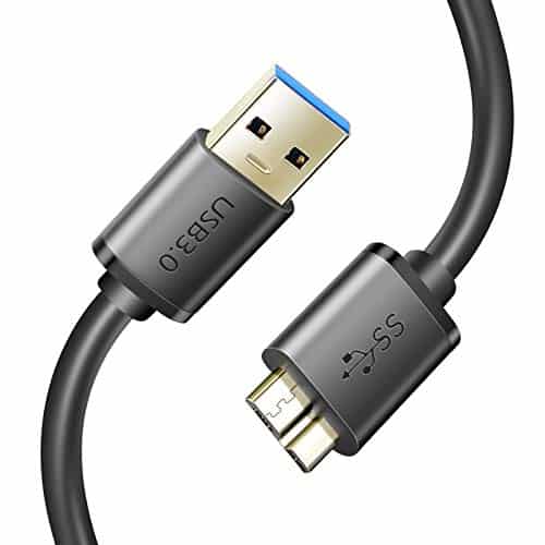 Micro USB 3.0 Cable External Hard Drive Cable, USB 3.0 A Male to Micro B Cord Data Wire Compatible for Samsung Galaxy S5, Note 3, Toshiba Canvio, WD, Seagate Hard Drive and More (1.5FT)