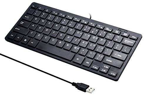 Mini 78 Keys Wired Keyboard – with Keyboard Cover Computer keypad for Laptop MAC Windows 10/8 / 7 / Vista/XP(Black+Keyboard Film)