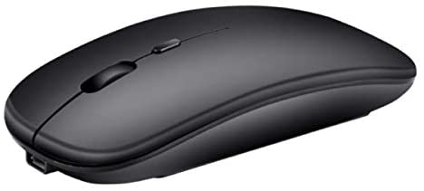 Mini Optical Wireless Mouse with 4-Button Ergonomic Design, TeamorGi Micro Slim Wireless Mouse Rechargeable and Portable for Work, School or Travel Gaming, PC Computers, Laptops and Mac – Black