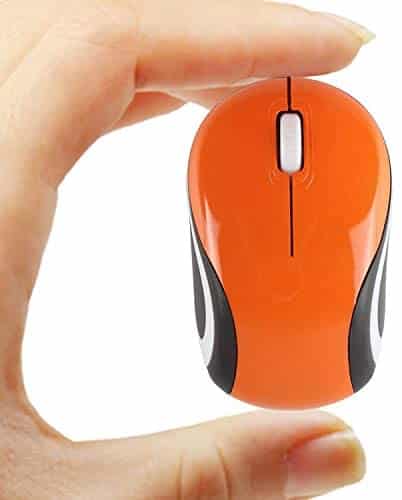 Mini Small Wireless Mouse for Travel Optical Portable Mini Cordless Mice with USB Receiver for PC Laptop Computer (Orange)