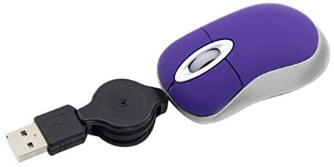 Mini USB Wired Mouse,Retractable Cable Tiny Small Mouse for 3-8 Years Kids Children,1600 DPI Optical Compact Travel Mice with 2.3-Foot USB Cord for Kid Laptop Computer (Purple)