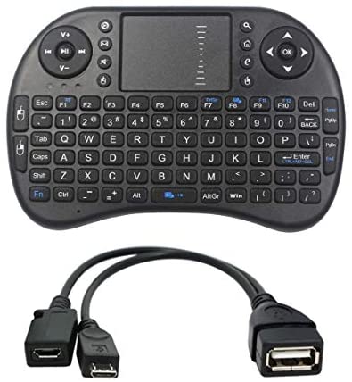 Mini Wireless Keyboard 2.4GHz Touch-pad Mouse Combo Plus OTG Cable – TV xStream, Compatible with Firesticks, Android TV Box, IPTV, 4K Media Stick, Smart TV, PC, X-Boxes +More