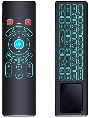 Mini Wireless Keyboard/Air Remote Control/Mouse/Touchpad with Colorful Backlit, 2.4GHz Connection, Best for Android TV Box, HTPC, IPTV, PC, Raspberry pi 3,Pad and More Devices. (Black)