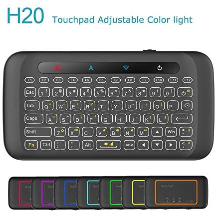 Mini Wireless Keyboard,H20 Mini Keyboard with Touchpad,Colorful Backlit Small Wireless Keyboard,Full Size Touchpad,Handheld IR Remote Keyboard for Android TV Box Windows PC,HTPC,IPTV,PC,Raspberry Pi 4
