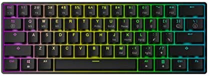 Mizar MZ60 Luna Hot Swappable Mechanical Gaming Keyboard – 61 Keys Multi Color RGB LED Backlit for PC/Mac Gamer (Black, Gateron Optical Blue)