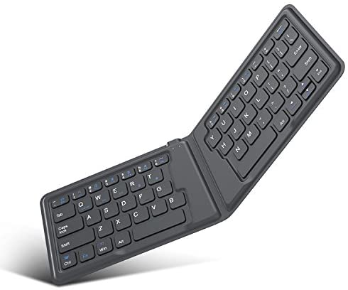 MoKo Wireless Bluetooth Keyboard, Ultra-Thin Foldable Rechargeable Keyboard for iPhone, iPad 9.7, iPad pro, Fire HD 10, Compatible with All iOS, Android and Windows Tablets Smartphones Devices, Gray