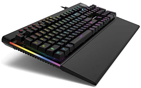Monster Alpha 5.0 LED Mechanical Gaming Keyboard with Anti-ghosting Individually Backlit RGB Keys, Programmable RGB Lighting Effects, Magnetic Palm Rest and Dedicated Media Keys – for PC Gaming