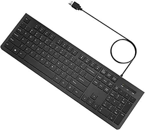 MorePick Wired Keyboard – 4.9 FT Cable USB Keyboard Full Size PC Keyboard with Numeric Pad for Laptop Desktop Surface Chromebook MacBook – Black, Large
