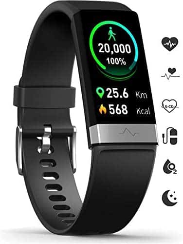 MorePro Fitness Activity Tracker Heart Rate Blood Pressure Monitor, IP68 Wateproof Smart Watch with Blood Oxygen HRV Health Sleep Tracking, Smartwatch Calorie Counter Pedometer for Women Men