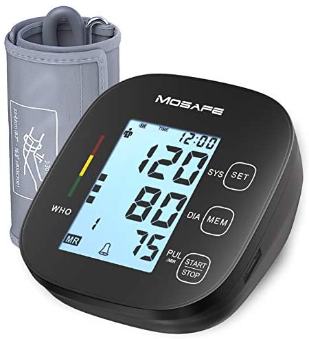 Mosafe Blood Pressure Machine, Automatic Digital Monitor Upper Arm BP Monitors with Extra Large Cuff Voice Broadcast Backlight 3.5inch LCD Display for Home Use