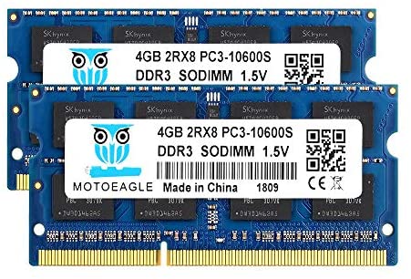 Motoeagle 8GB Kit (2x4GB) PC3-10600S DDR3 1333MHz 2Rx8 PC3 10600 SODIMM 204 Pin 1.5V Laptop Memory Notebook RAM Module for Intel AMD and Mac Computer
