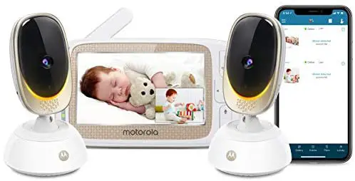 Motorola Connect85-2 Video Baby Monitor – 5’ Parent Unit and WiFi HD Viewing – Two Cameras with Mood Light, Remote Pan Scan, Digital Tilt/Zoom, 2-Way Talk, Night Vision, Temp Sensor