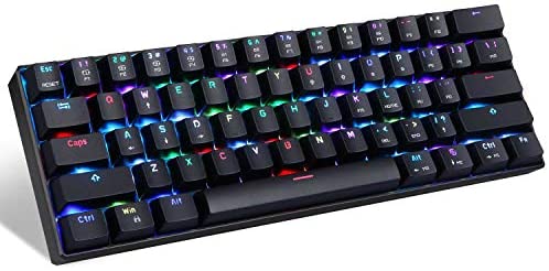 Motospeed 60% Mechanical Keyboard Portable 61 Keys RGB LED Backlit Type-C USB Wired Office/Gaming Keyboard for Mac, Android, Windows（Blue Switch）