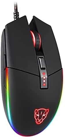 Motospeed V50 Wired Gaming Mouse, 4,000 DPI, Rainbow Optical Effect LIGHTSYNC RGB, 6 Programmable Buttons, Comfortable Grip Ergonomic Mouse for PC Computer and Laptop