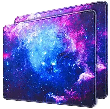 Mouse Pad 2-Pack, Gaming Mousepad 11.8×9.8in with Stitched Edge, QOMOLAMA Premium-Textured Water Resist Mouse Mat , Non-Slip Rubber Base Mouse Pads for Laptop,Computers, Gaming, Home, Office, Galaxy