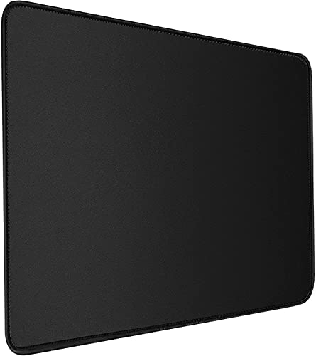 Mouse Pad, Gaming Mouse Mat 11.8×9.9×0.12 in with Durable Stitched Edge, Premium-Textured Water Resist Mousepad, Non-Slip Rubber Base Mouse Pads for Computers, Laptop, Gaming, Home, Office, Black