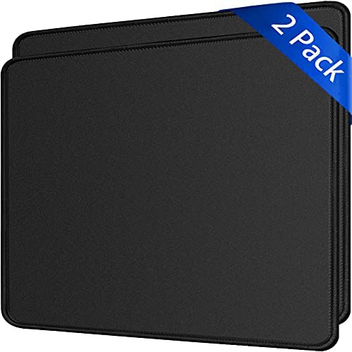 Mouse Pad,2 Pack Upgated Durable Mouse Pads with Stitched Edge, Computer Mouse Pad,11.8″x9.8″x0.12″ 30% Larger Big Mouse Pad,Non-Slip Rubber Base Waterproof Mouse Pad for Laptop,Office,Home, Black
