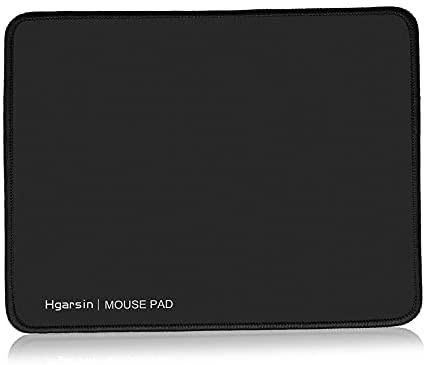 Mouse Pad,Hgarsin Square Gaming Mouse Pad,Computer Mouse Mat with Stitched Edges ,Non-Slip Rubber Base, Washable Mouse Control Surface, Comfortable Computer Laptop Mouse Mat for Office,Home,Black