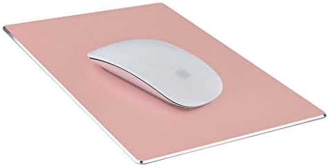 Mouse Pad,Qcute Gaming Aluminum Mouse Pad 9.45 X 7.87 Inch W Non-Slip Rubber Base & Micro Sand Blasting Aluminum Surface for Fast and Accurate Control (Large, Rose Gold)
