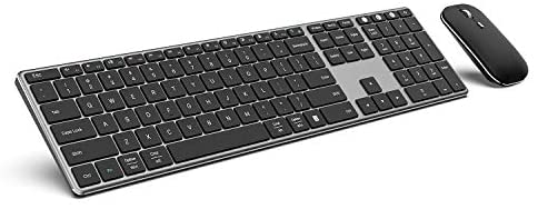 Multi-Device Bluetooth Keyboard and Mouse, Full Size Ultra Thin Rechargeable 2.4G Wireless Bluetooth Keyboard Mouse Combo, Compatible for Mac OS/iOS/Windows/Android