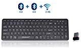 Multi-Device Keyboard,bluebyte Full Size Bluetooth 4.0 LE & 2.4G Wireless Keyboard for Windows PC, Dual Mode 2.4G Wireless Bluetooth Keyboard for Computer Desktop Laptop Surface Tablet Smartphone