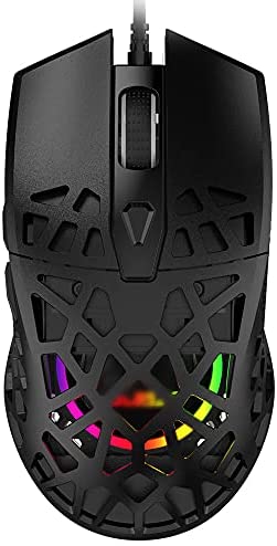 NACODEX AJ339 65G Watcher Gaming Mouse with Lightweight Honeycomb Shell – RGB Chroma LED Light – Programmable 7 Buttons – Pixart 3327 12400 DPI Optical Sensor (AJ339-Black)