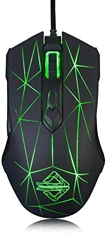 NACODEX AJ52 Gaming Mouse Wired, Programmable 7 Buttons, Computer Mice with Crack Pattern LED Backlit, 2500 DPI Adjustable for Laptop PC Computer Games Or Work (Star Black)