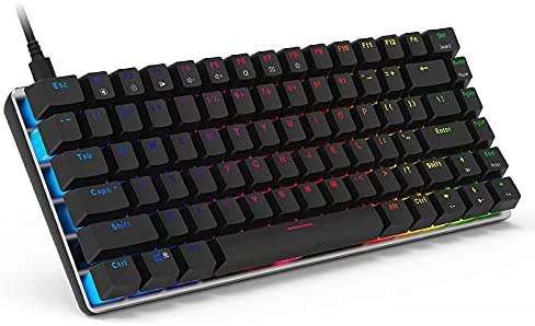 NACODEX Mechanical Gaming Keyboard – Compact 82 Keys Anti-Ghosting RGB Backlit – Blue Switches – Programmable Macro – Aluminum Wired Portable Keyboard for Windows PC Gamer