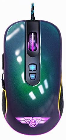 NEWMEN GX6-Pro Wired Gaming Mouse, Optical Sensor up to 7200 DPI and 7 Programmable Buttons, RGB Backlight, Lightweight and Ergonomic USB Gaming Mice for Windows PC Gamers