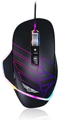 NEWMEN GX7-Pro Wired Gaming Mouse, 8 Programmable Buttons and 5 DPI Profiles with Max 6200 DPI Optical Sensor, RGB Backlit, Ergonomic Asymmetric Design