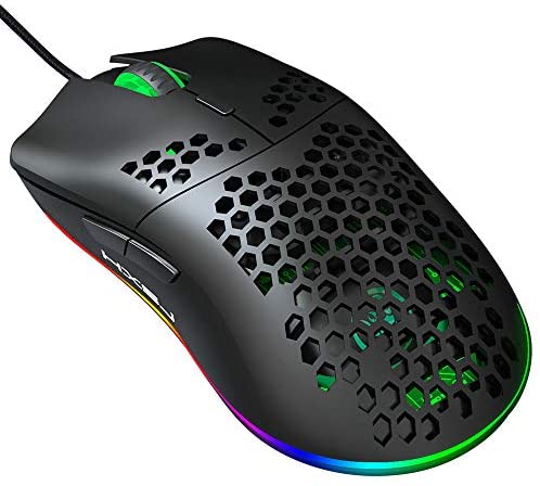 NKLC USB Gaming Mouse, Honeycomb Hollow Ultralight Ultraweave Wired Mouse with Backlight, 6400 DPI Optical Sensor, RGB Gaming Mouse