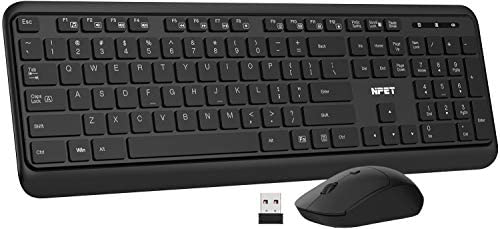 NPET KM20 Wireless Keyboard and Mouse Combo, Wireless Mouse and Full-Sized 2.4GHz Computer Keyboard with Numeric Keypad Set Ultra-Thin Sleek Design, USB Nano Receiver in Mouse for Windows, PC, Laptop