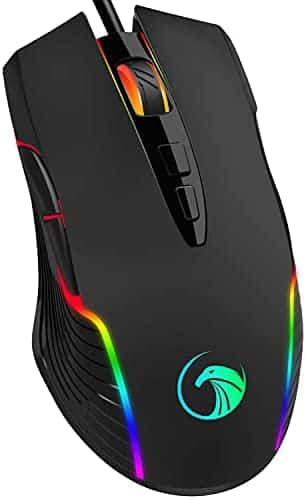 NPET M70 Wired Gaming Mouse, 7200 DPI, 7 Programmable Buttons, RGB Backlit, Ergonomic Optical PC, Comfortable Computer Gaming Mice for Windows 7/8/10/XP Vista Linux, Black