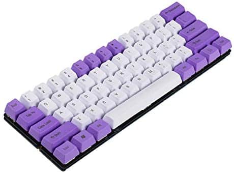 NPKC White Purple Mixed 61 ANSI Keyset OEM Profile Thick PBT Keycap Suitable for MX Switches Mechanical Gaming Keyboard (Only Keycaps)