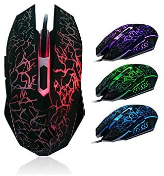 NUWFOR Wired Gaming Mouse Professional Colorful Backlight 4000DPI Optical Mouse Mice Breathing Light Weight Tuning Set Gaming Mouse Silent Optical Mouse (Multicolor)
