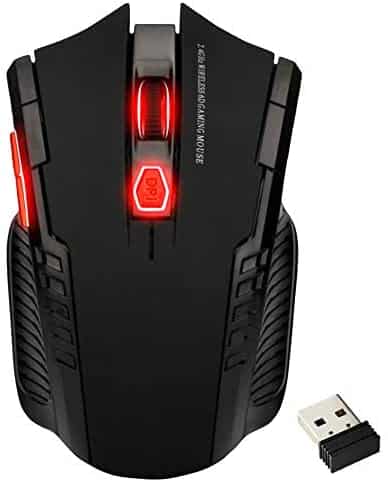 Necroware Wireless Gaming Mouse for Laptop/ Desktop/ MacBook and Chromebook. Ergonomic and Lightweight Cordless Mouse with USB Receiver, Side Buttons and Adjustable DPI for Gamers
