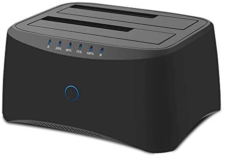 Neeyer USB 3.0 to SATA Dual Bay External Hard Drive Docking Station for 3.5/2.5 HDD, SSD Hard Drive Clone Docking Station with Duplicator/Offline Cloner Function [10TB & UASP Support]