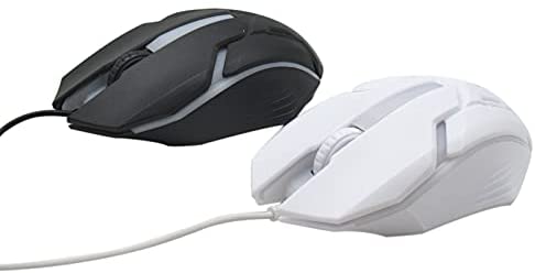 New! 2X Gaming Mouse Affordable Entry-Level Ergonomic Optical Computer Mouse for Gaming& Daily Use 1000-3200 DPI Adjustable USB Mouse Auto Breathing Wired Gaming Mouse for PC White+Black