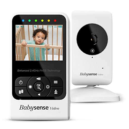New Babysense Video Baby Monitor with Camera and Audio, Long Range, Room Temperature, Infrared Night Vision, Two Way Talk Back, Lullabies and High Capacity Battery, Model V24R