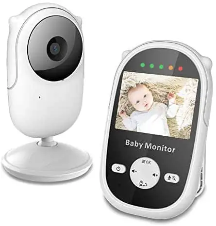 Newbaby Video Baby Monitor with Digital Color Camera, 2.4″ Display Screen, Wireless View Video, Two-Way Talk, Lullabies, Infrared Night Vision, Feeding Alarm (SM25)